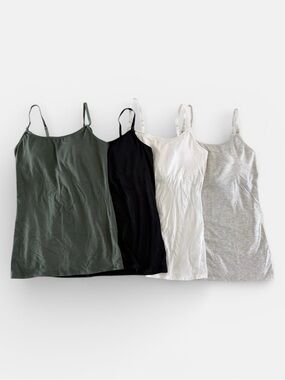 Nursing tank tops. Spaghetti Strap Camisole - Olive, Black, White, Heather Gray